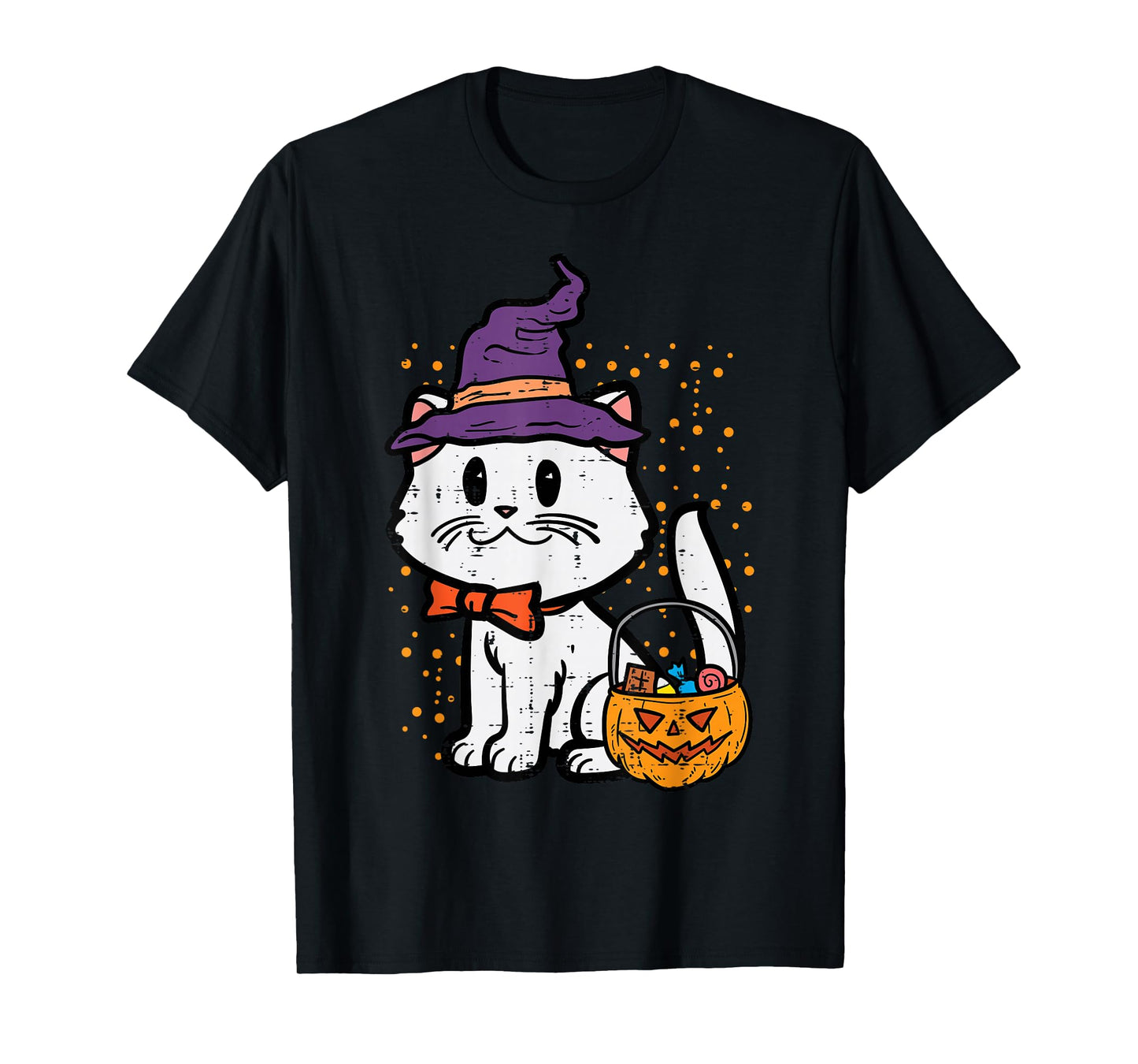Halloween Witch Cat Trick Or Treat Kitten Costume Girls Kids T-Shirt