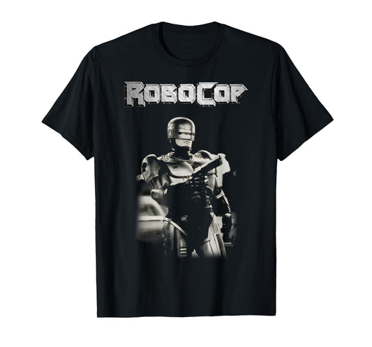 Robocop Black and White Action Pose Logo Poster T-Shirt