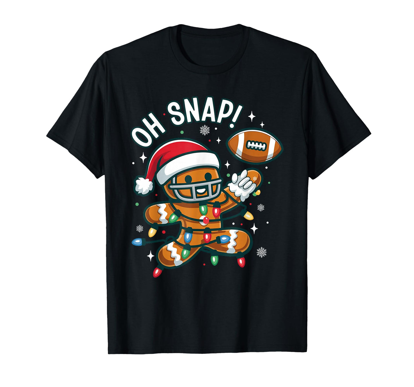 Gingerbread Cookie Playing Football Christmas Xmas Boys Men T-Shirt