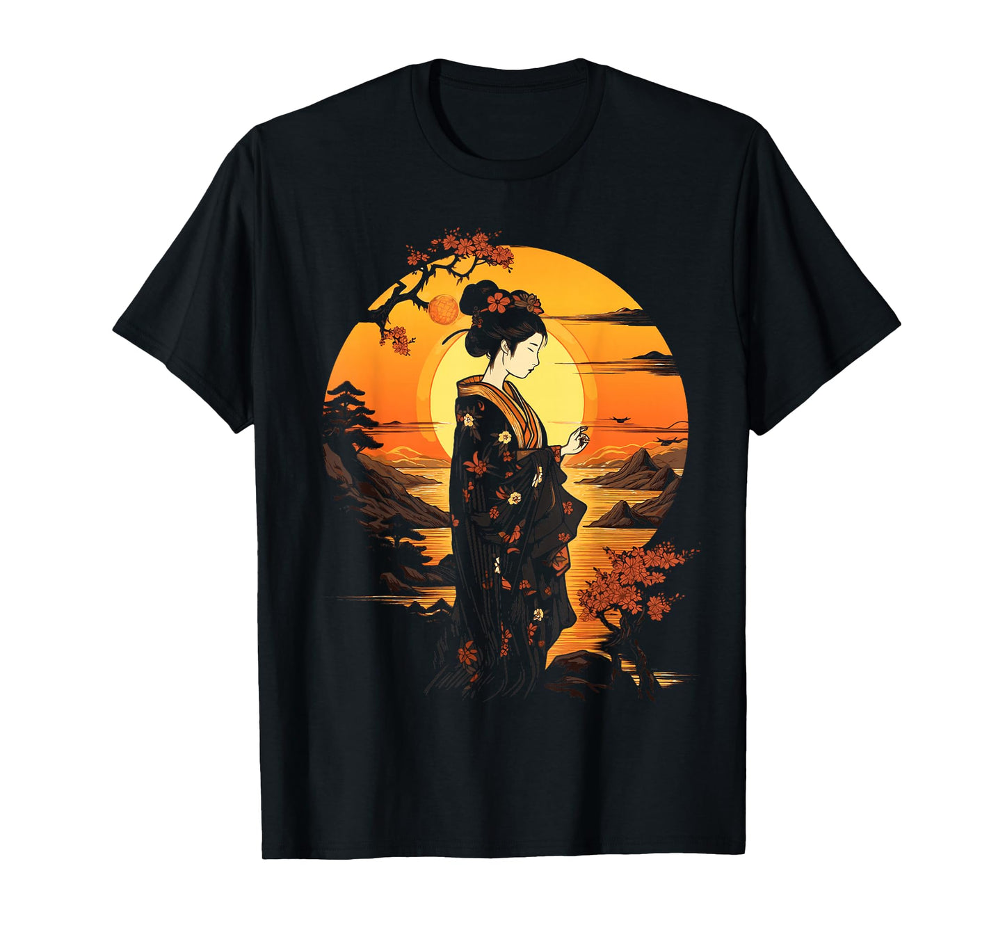 Japanese Geisha Zen Aesthetic Sakura Asian Art Beautiful T-Shirt