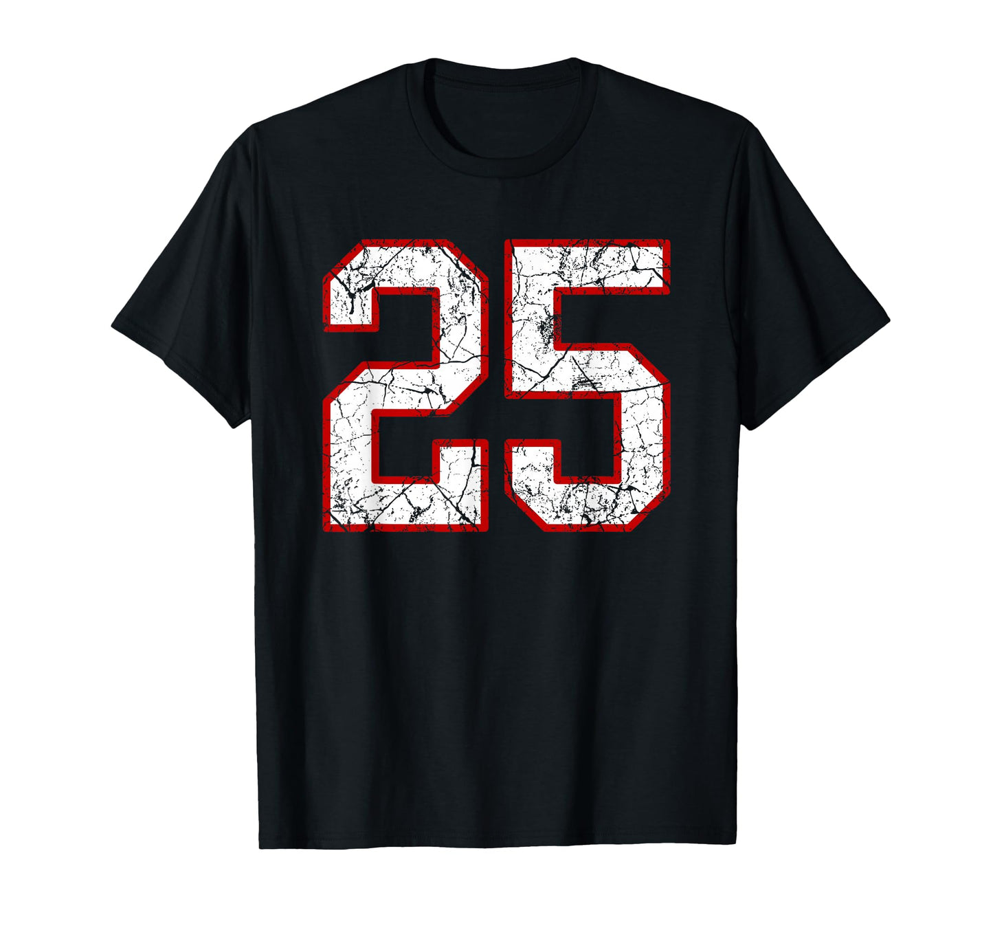 White and Red Sports Number 25 Jersey Uniform Player T-Shirt