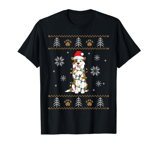 Ugly Christmas Australian Shepherd Family Xmas Aussie Dog Men Women Kids T-Shirt