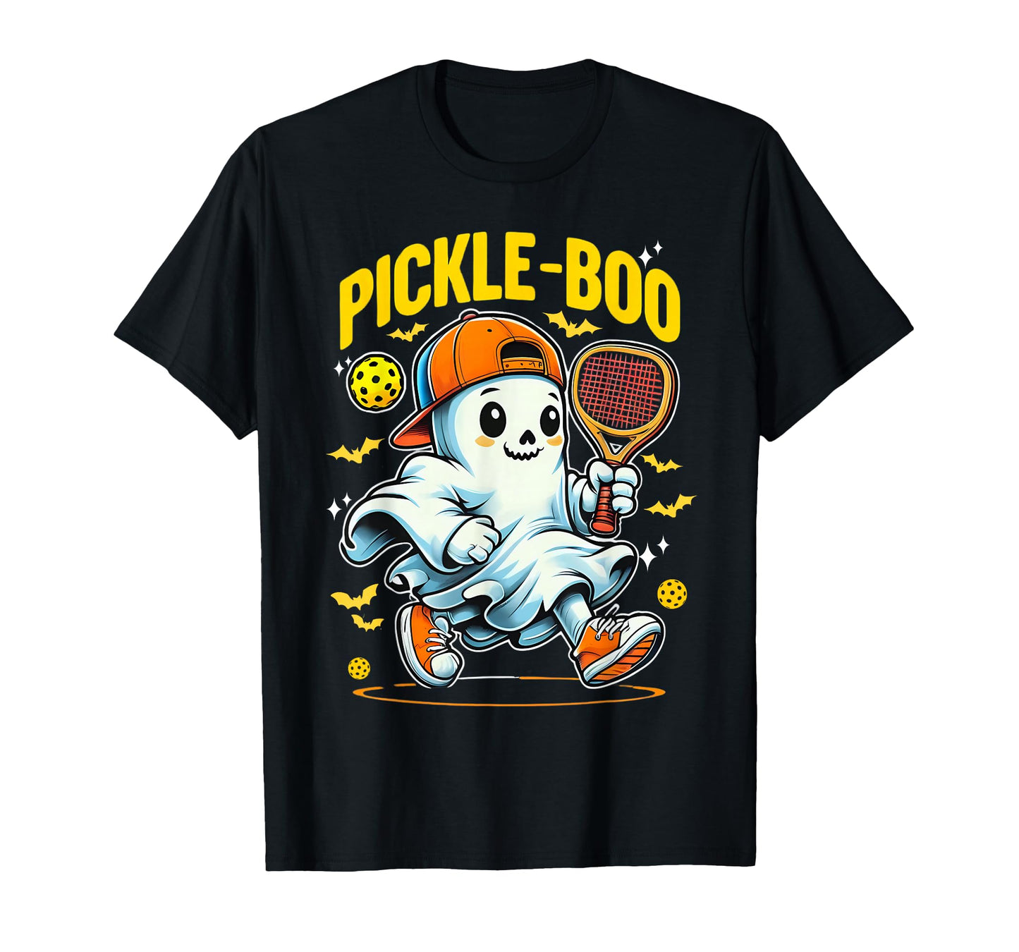 Halloween Pickleball Team Funny Halloween Pickle-Boo Ghost T-Shirt