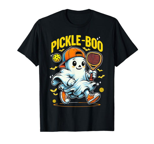 Halloween Pickleball Team Funny Halloween Pickle-Boo Ghost T-Shirt