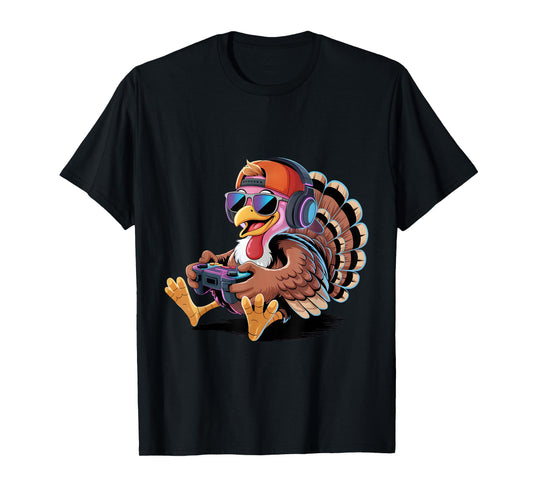 Funny Thanksgiving Gamer Turkey Gaming Boys Kids Teens T-Shirt