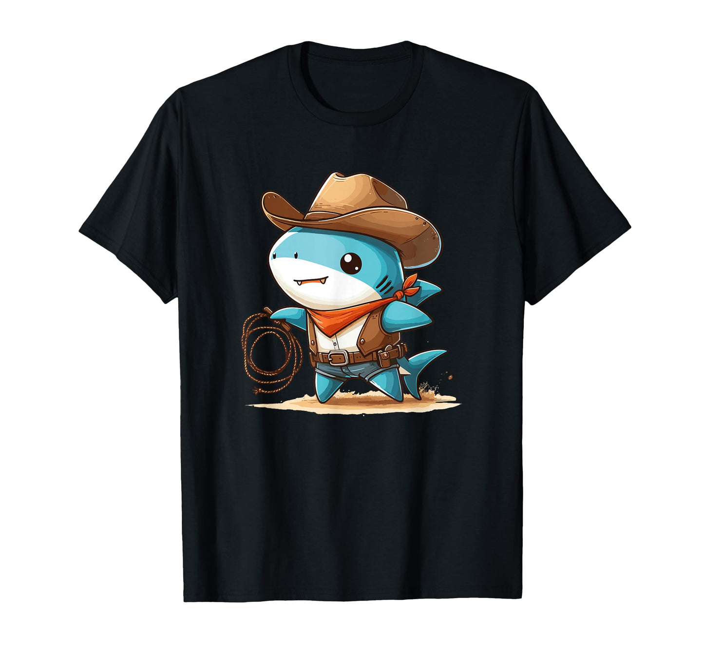 Western Rodeo Cowboy Hat Shark Texas Animals T-Shirt