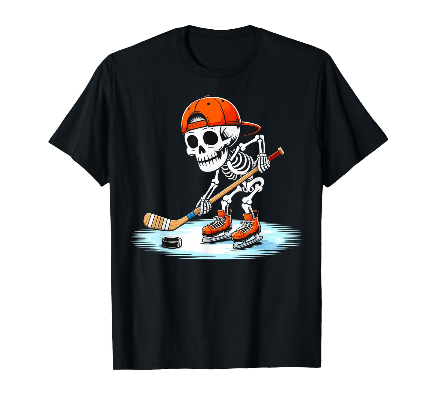 Skeleton Ice Hockey Halloween Costume Gift for Men Boys Kids T-Shirt