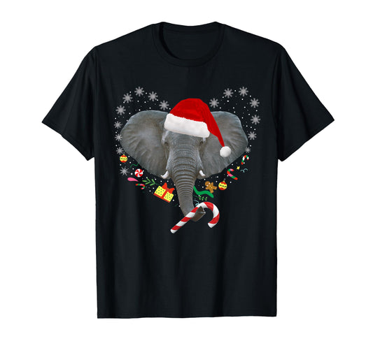 Christmas Elephant Santa Hat Funny Elephant Lover Xmas Gift T-Shirt