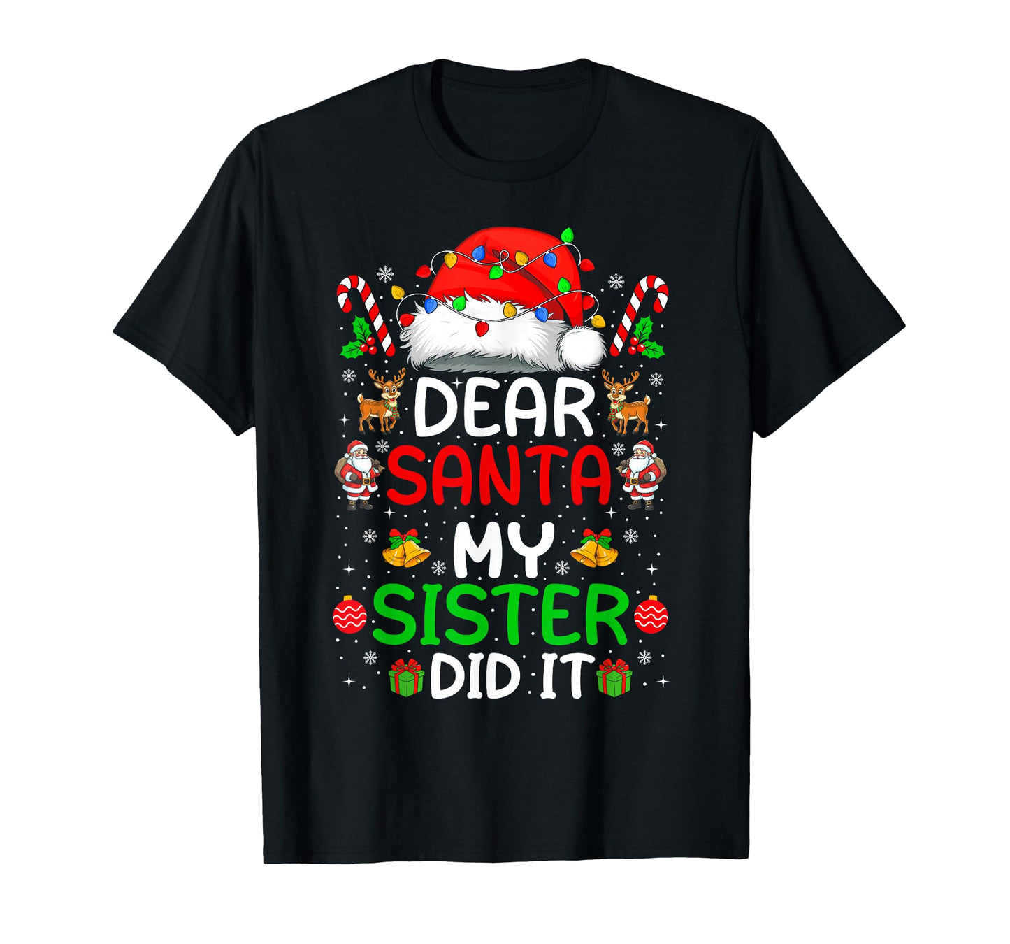 Dear Santa My Sister Did It Christmas Xmas Boys Girls Kids T-Shirt