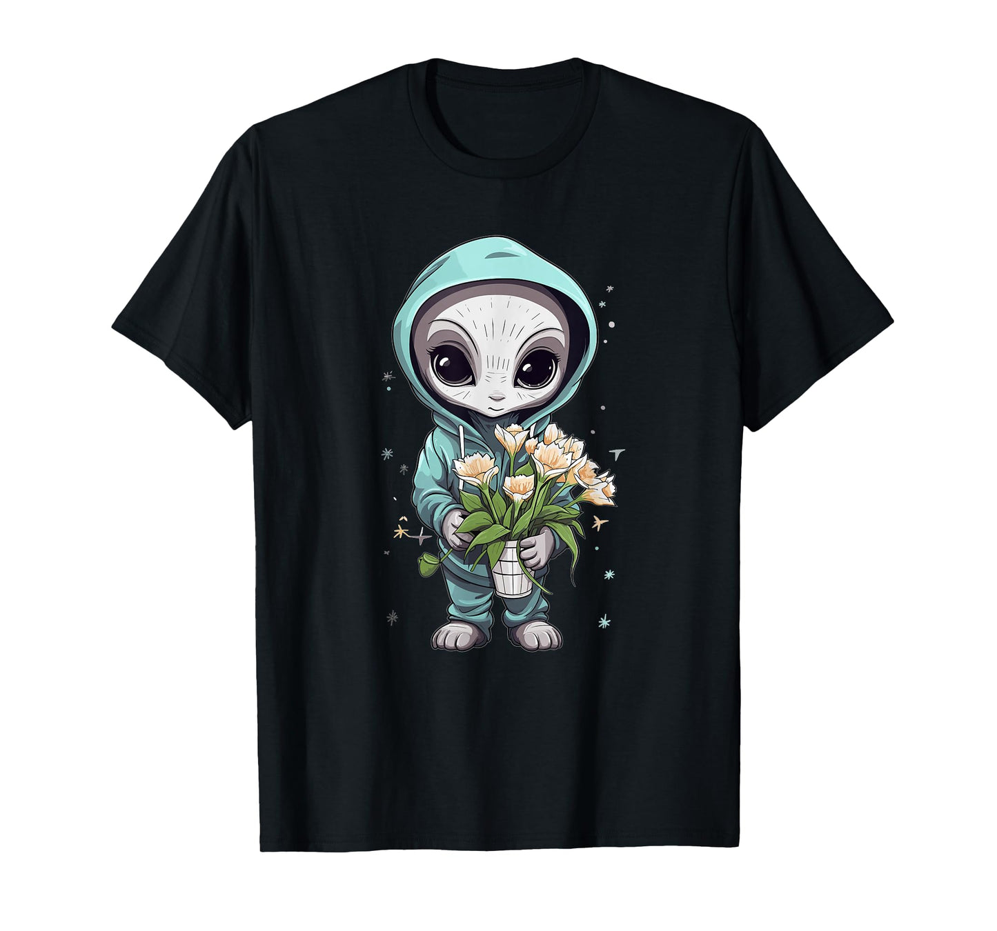 Cute Alien Girl With Flowers I Alien T-Shirt