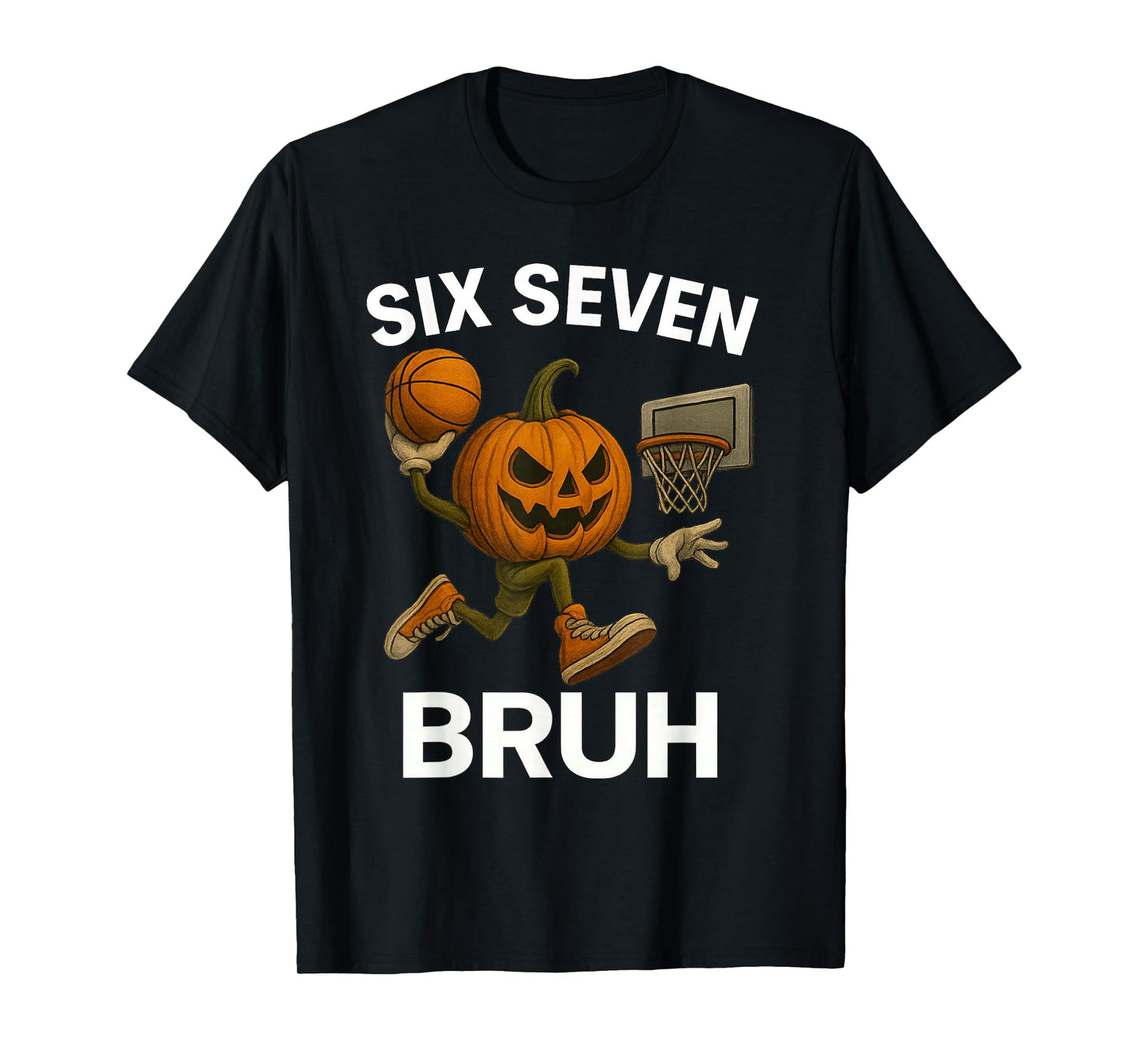 Six Seven Bruh Halloween Basketball Pumpkin T-Shirt