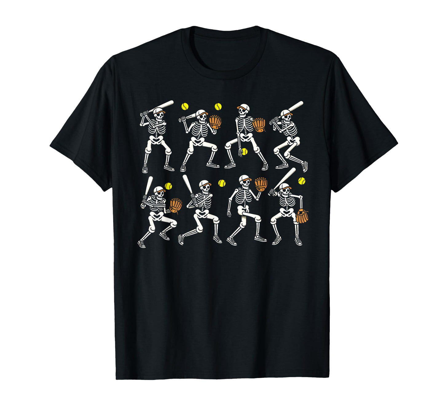 Funny Halloween Softball Skeletons Play Softball Boys Kids T-Shirt