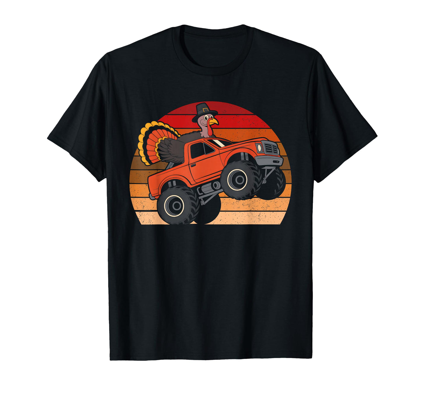 Thanksgiving Turkey Day Monster Truck Fall Autumn Boys Kids T-Shirt