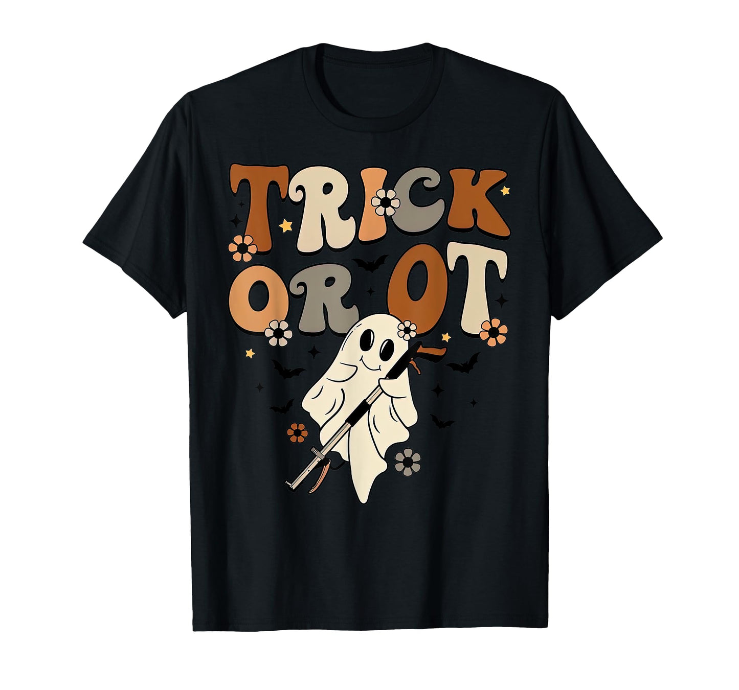 Retro Trick Or OT Cute Ghost Occupational Therapy Halloween T-Shirt