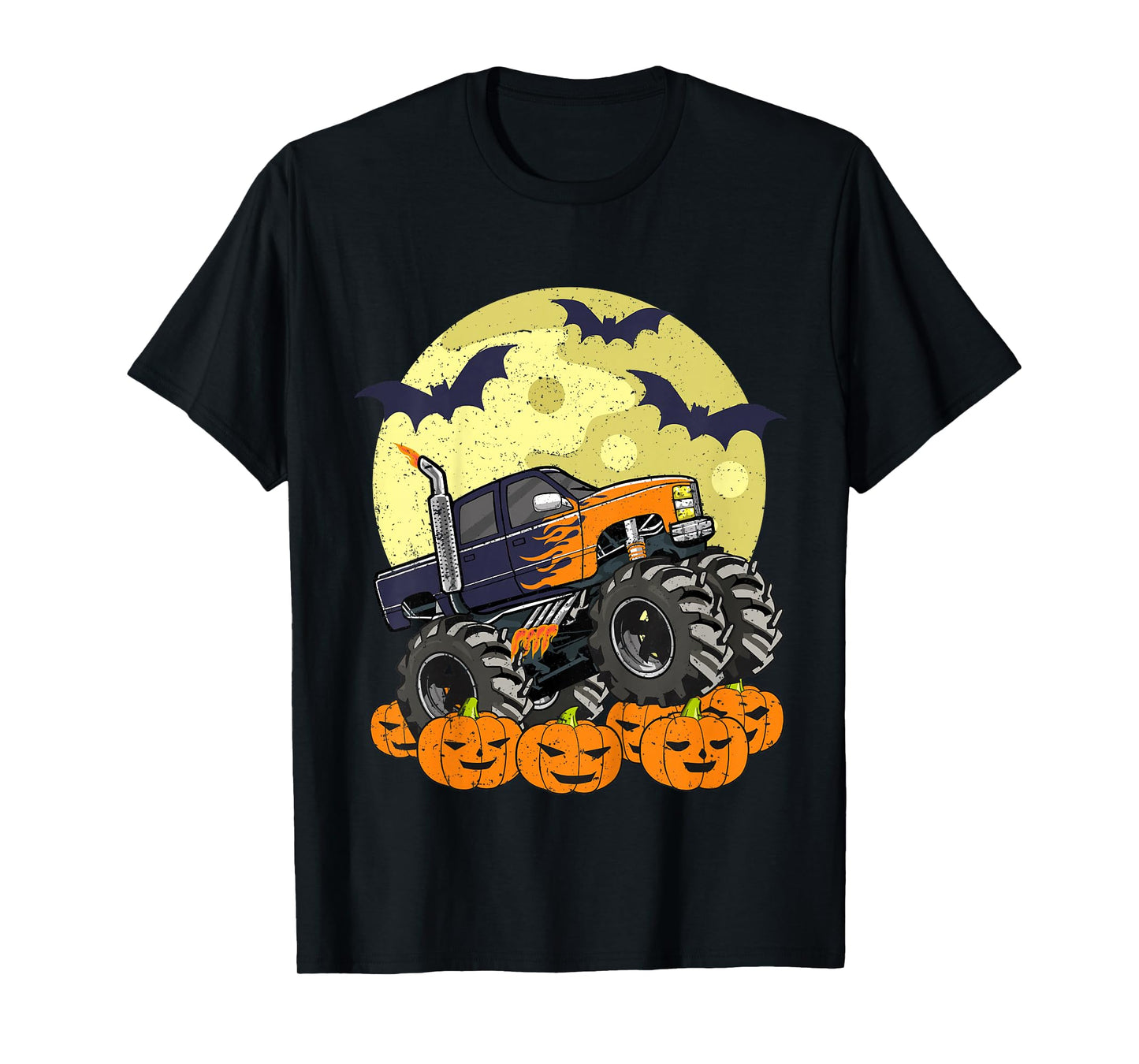 Kids Monster Truck Halloween Jack O Lantern Moon Pumpkin Toddler T-Shirt