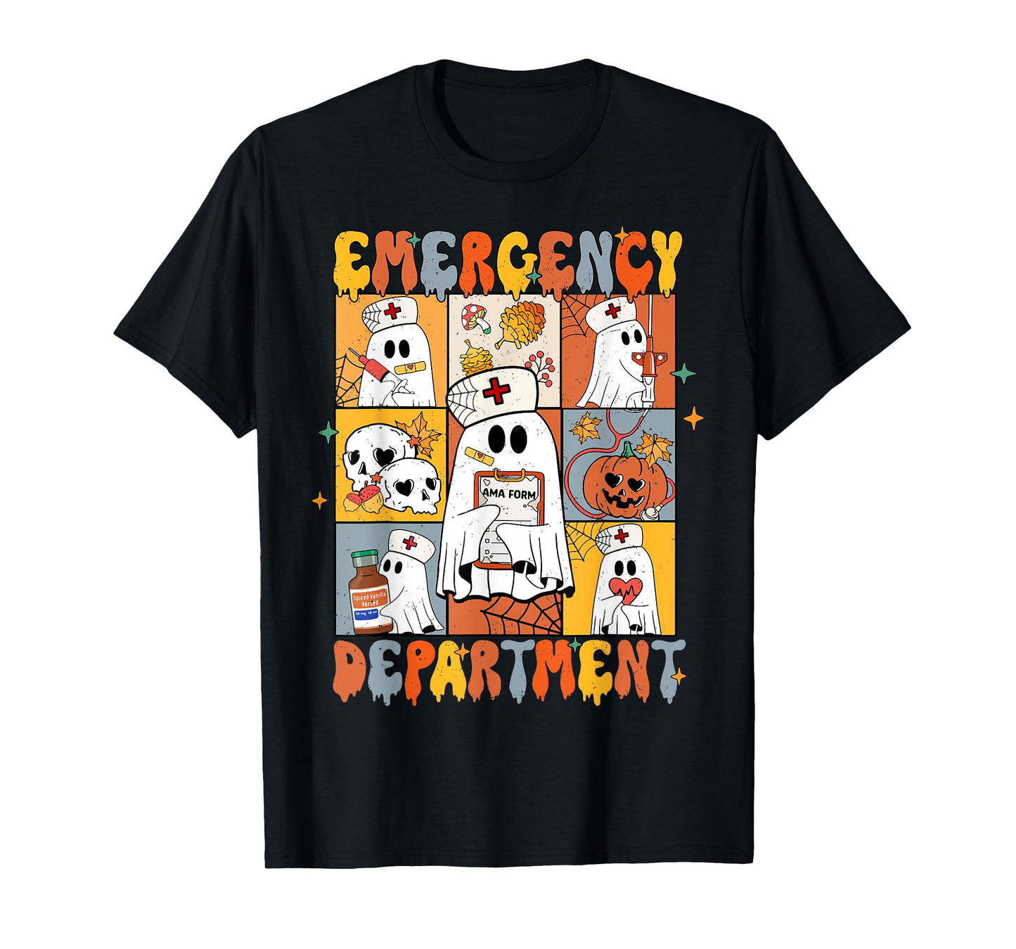 Emergency Department Halloween Cute Pumpkin Ghost ER Nurse T-Shirt
