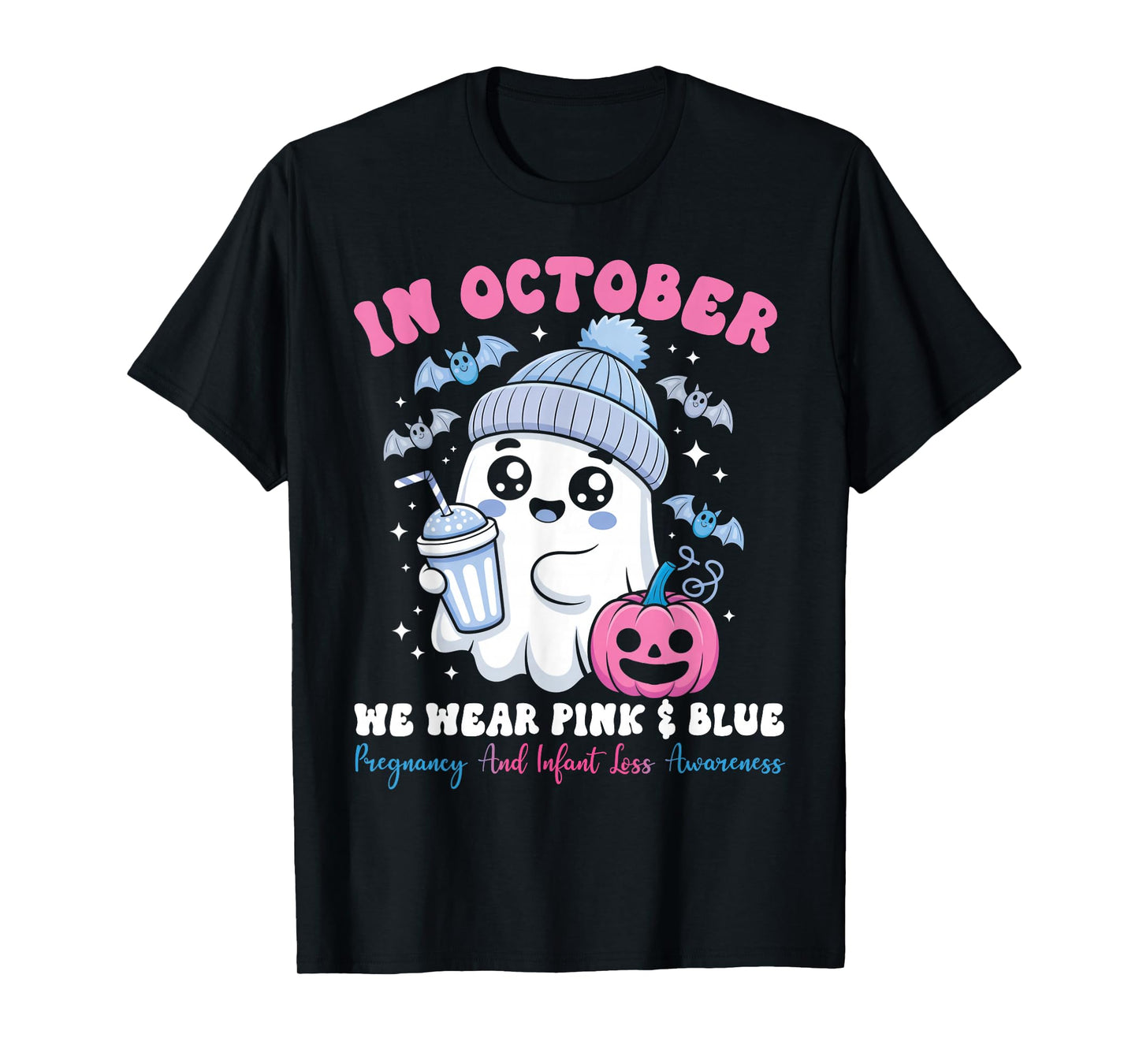 in October We Wear Pink and Blue Infant Loss Awareness T-Shirt
