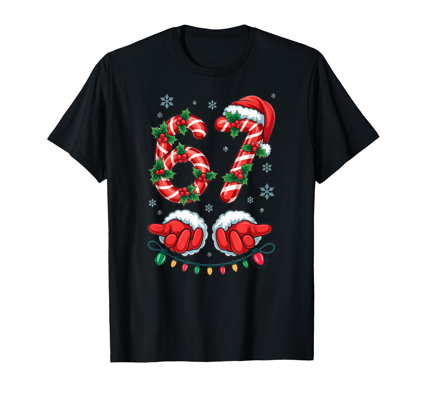 Santa Six Seven 67 Meme Christmas 67 Candy Cane Kids Boys T-Shirt