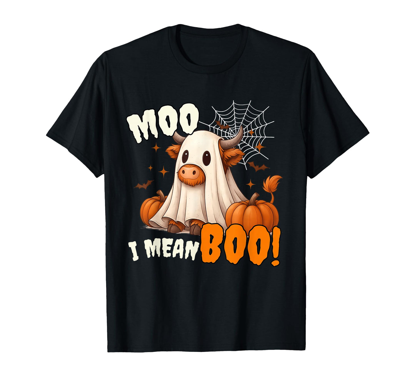Moo I Mean Boo Funny Cow Ghost Halloween Costume Men Women T-Shirt