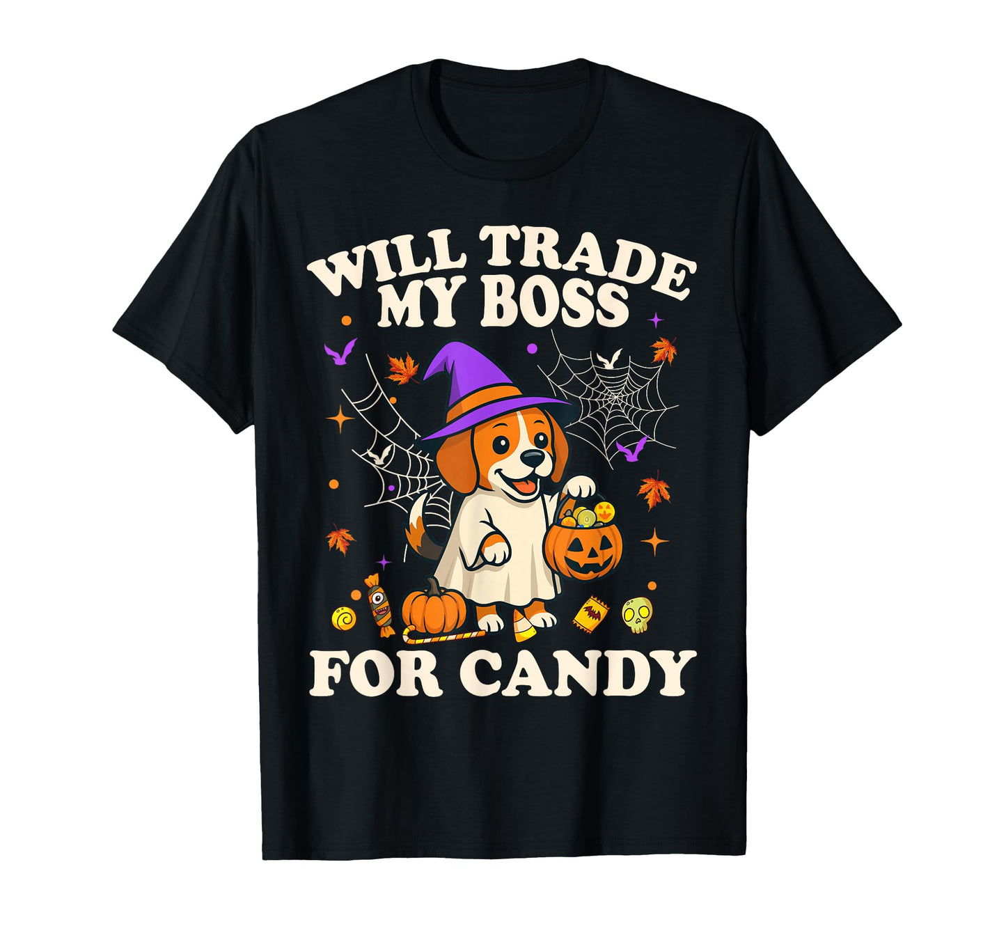 Funny Halloween Beagle Dog Lover Candy Trick or Treat Witch T-Shirt