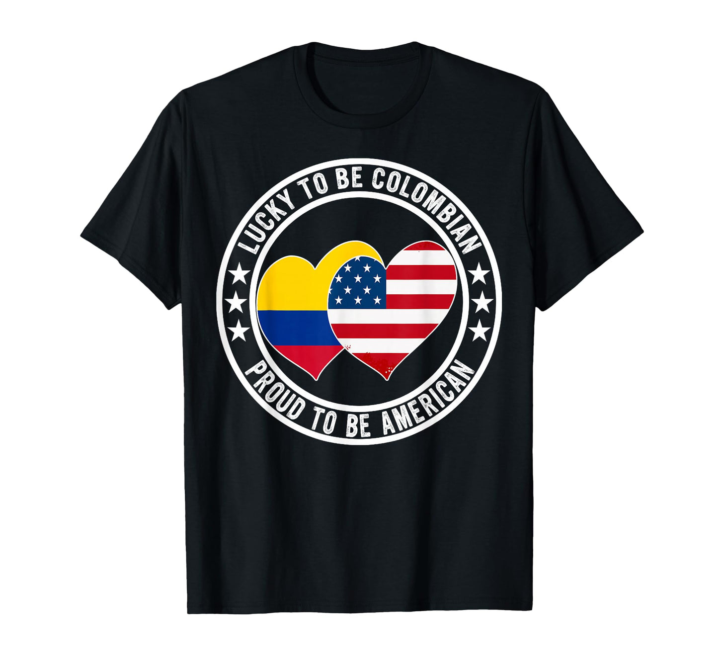 Lucky To Be Colombian Proud To Be American Colombia USA Flag T-Shirt
