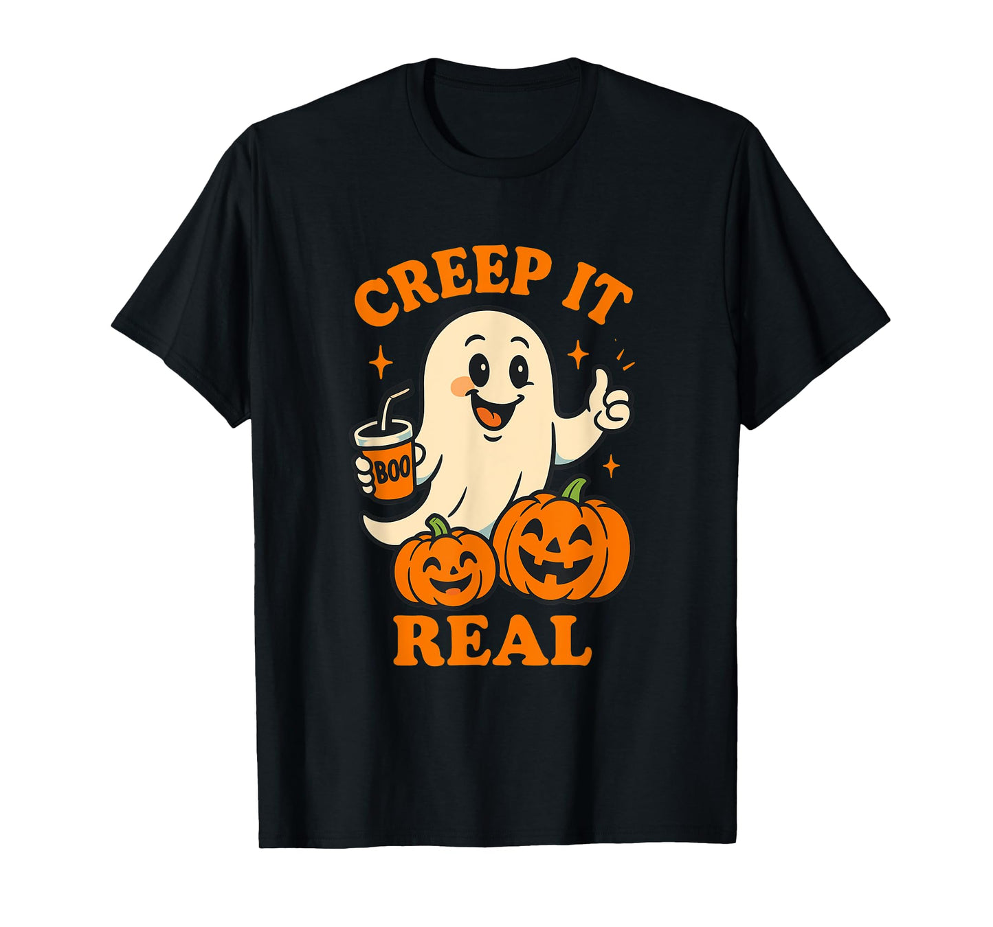 Keepin’ It Creepy Funny Halloween Ghost and Pumpkin T-Shirt