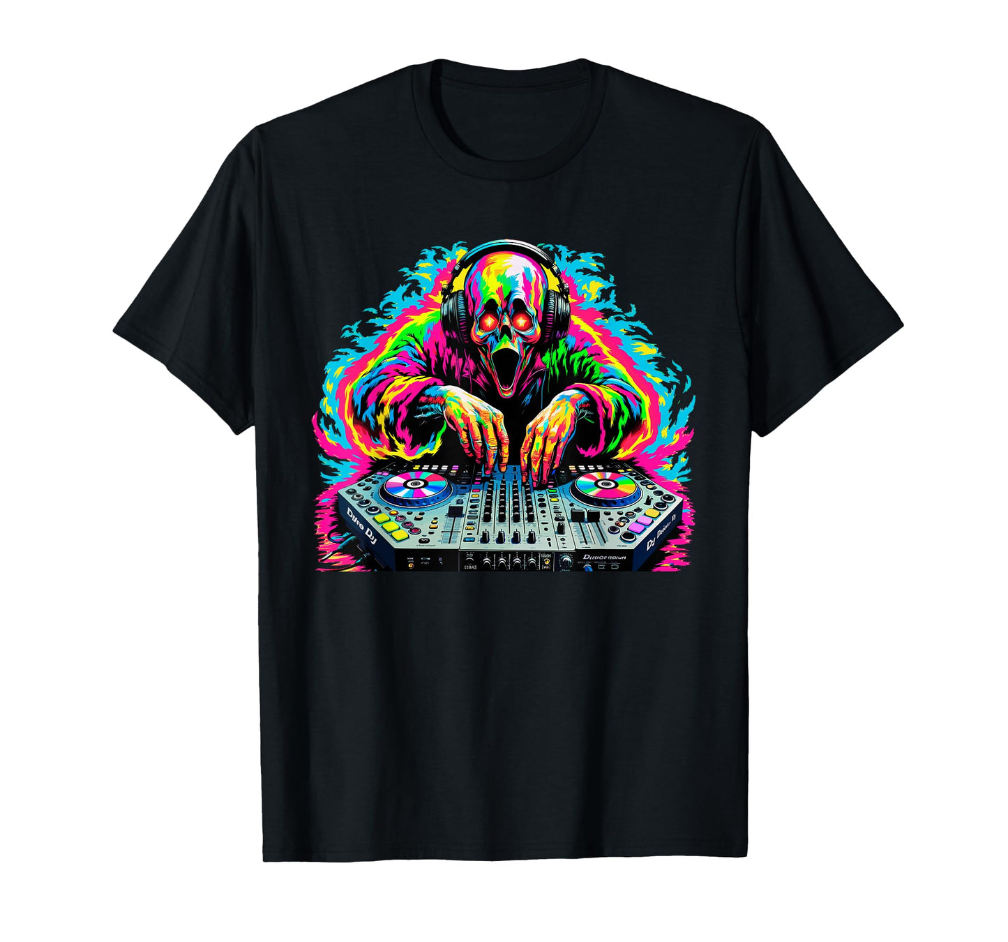 Scary DJ Ghost Halloween Techno Rave EDM Music Festival T-Shirt