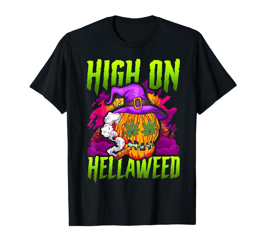 Halloween Pumpkin Stoner T-Shirt Weed Joint Smoking T-Shirt