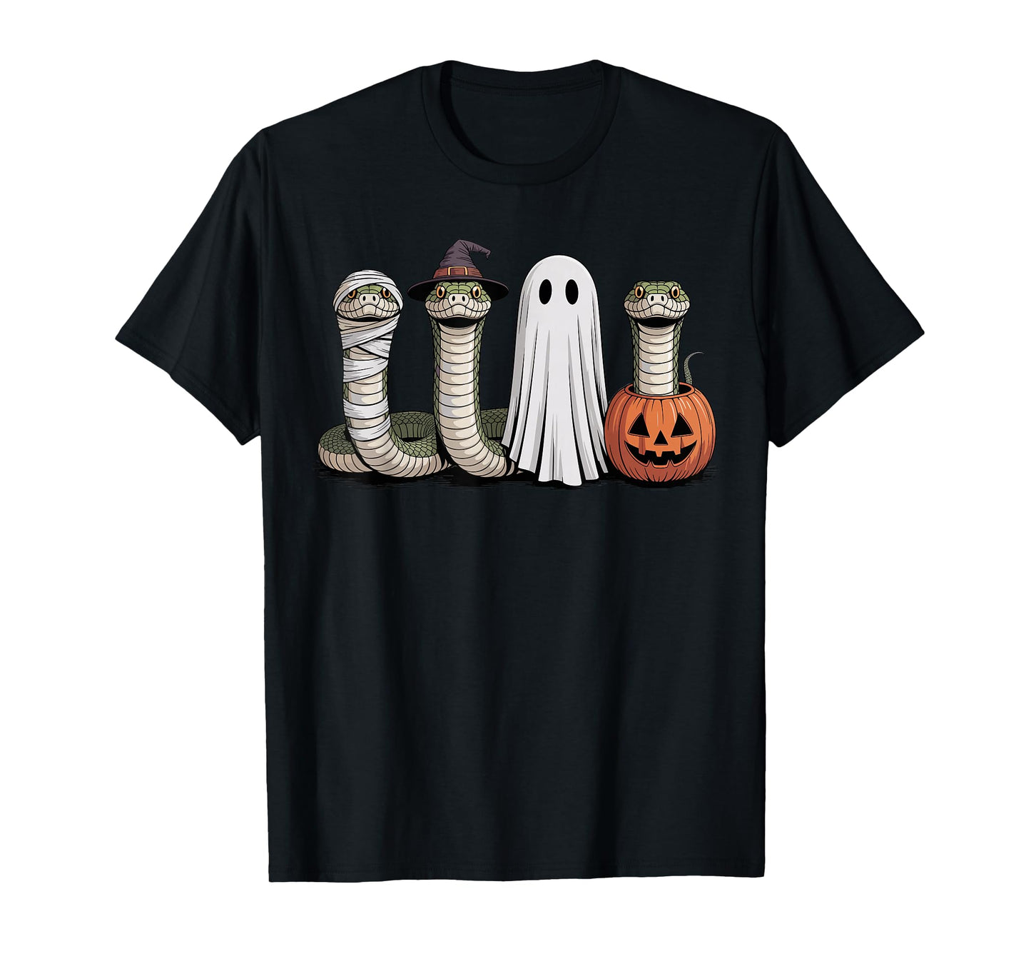 Spooky Ghost Hognose Snake Pumpkin Halloween Skeleton T-Shirt