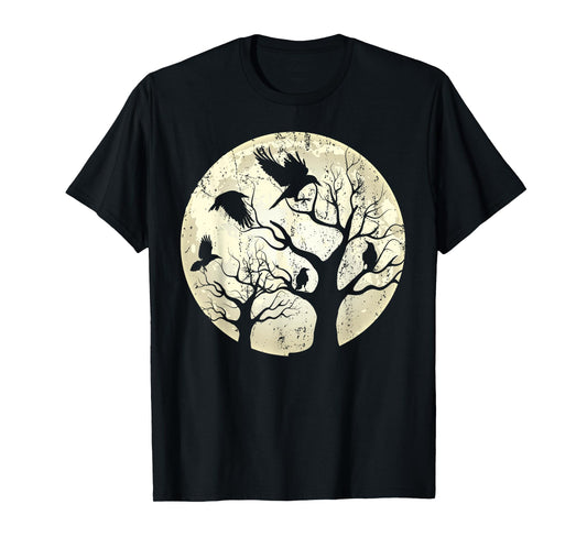 Gothic Animal Forest Bird Raven Creepy Night Moonlight Crow T-Shirt