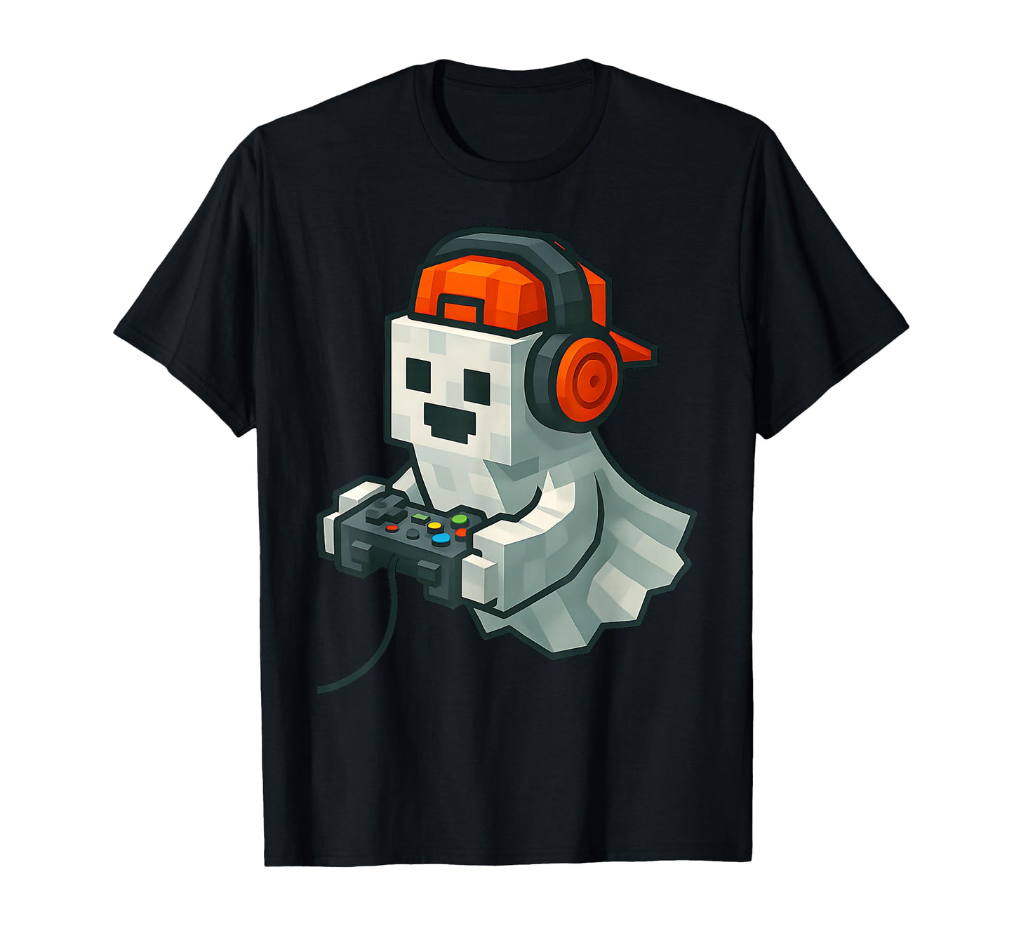 Halloween Ghost Gamer Funny Pixel Video Gaming Boys Men Kids T-Shirt