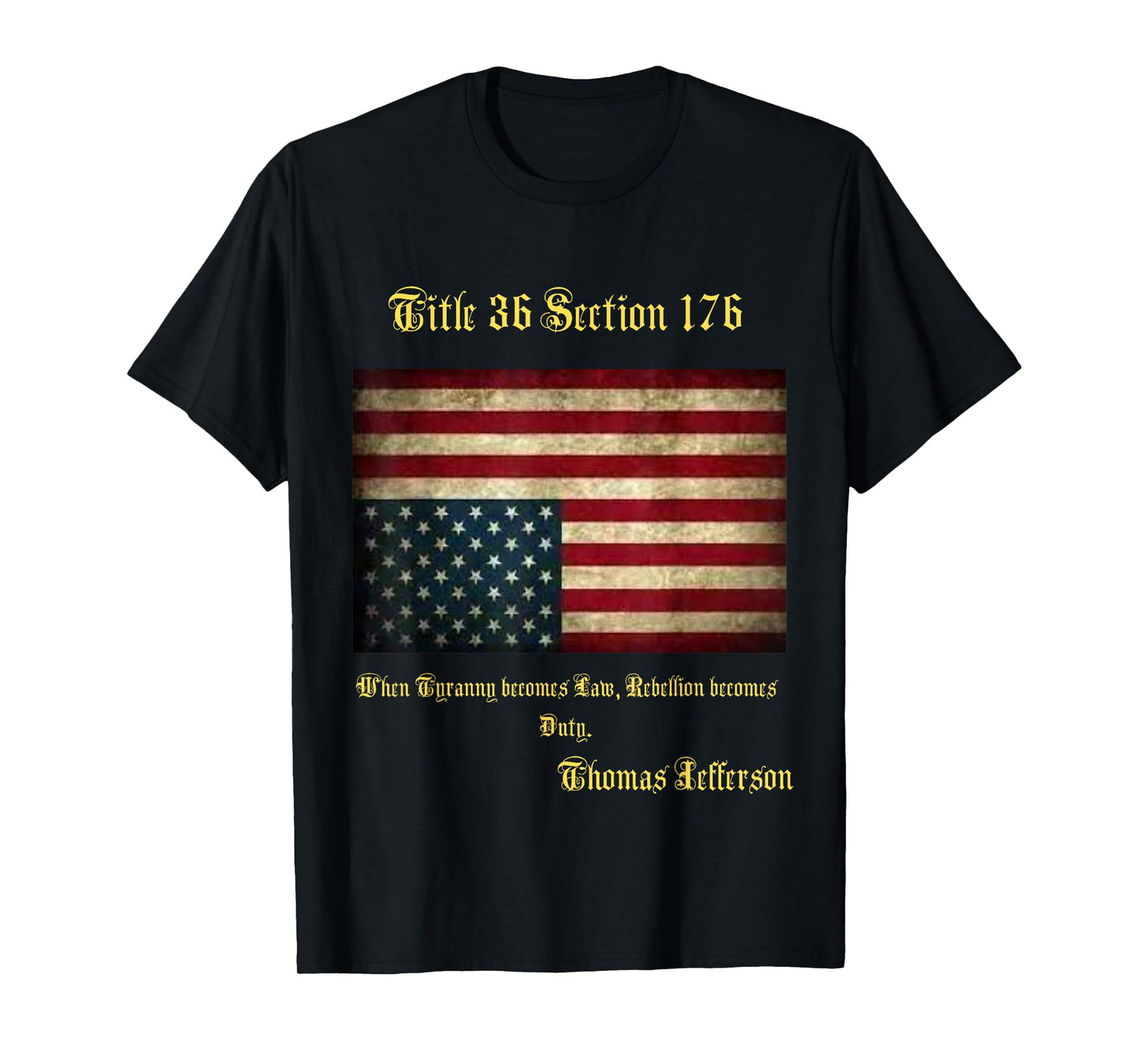 American Flag Distress Upside Down Thomas Jefferson Patriot T-Shirt Small