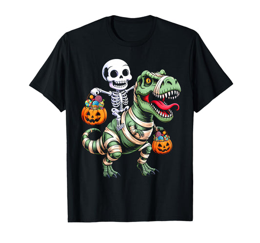 Toddler Boy Halloween Shirt Kids Skeleton Dinosaur Halloween T-Shirt