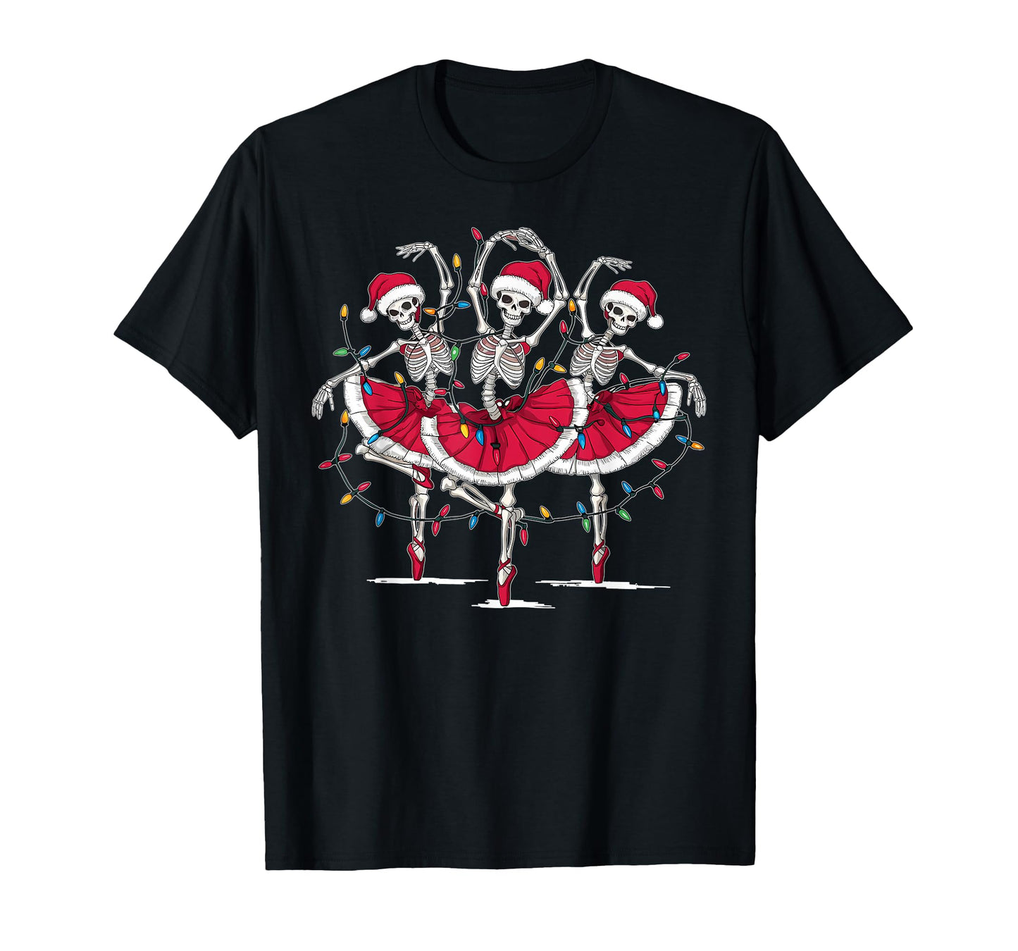 Ballerina Dancing Skeleton Santa Christmas Ballet Dancer T-Shirt