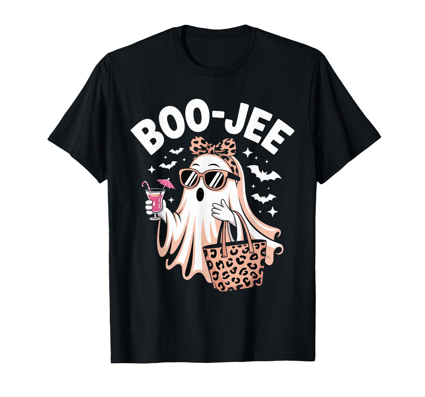 Coquette Leopard Ghost Coffee Boo-JEE Halloween T-Shirt