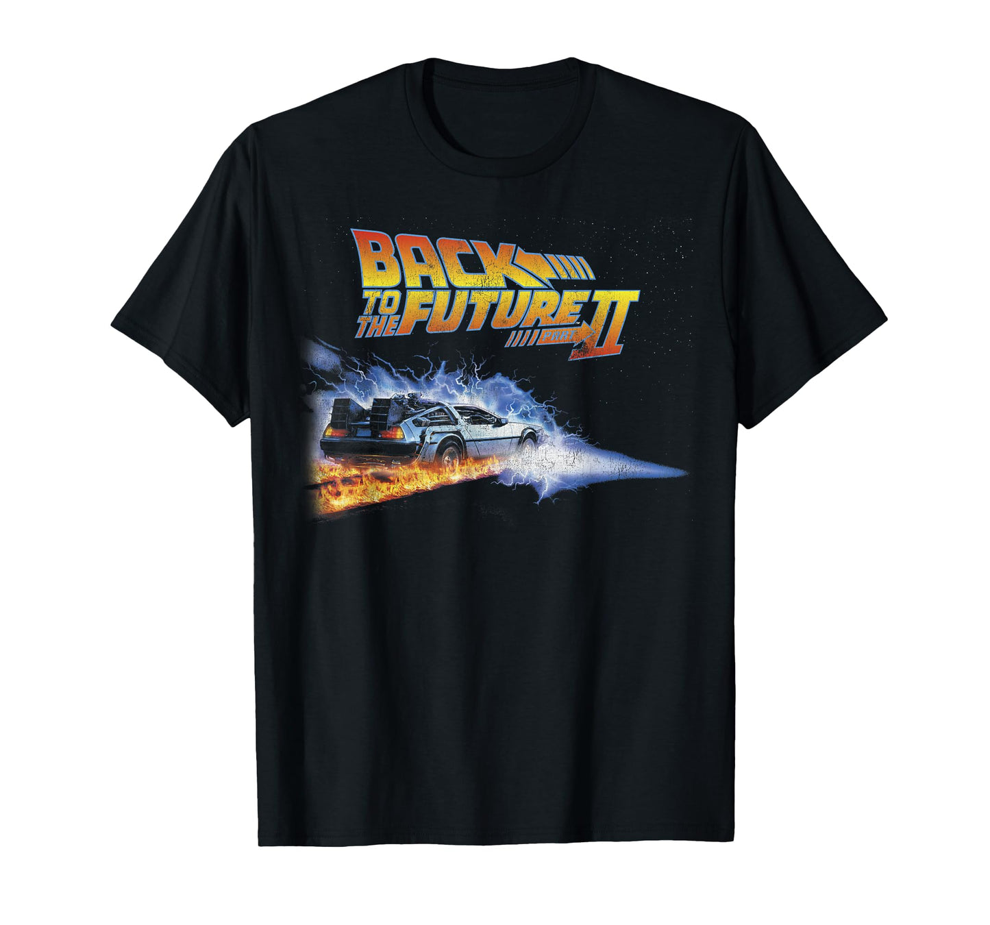 Back To The Future unisex child Classic Back To the Future Two Flaming Tires T Shirt, Black, Small US