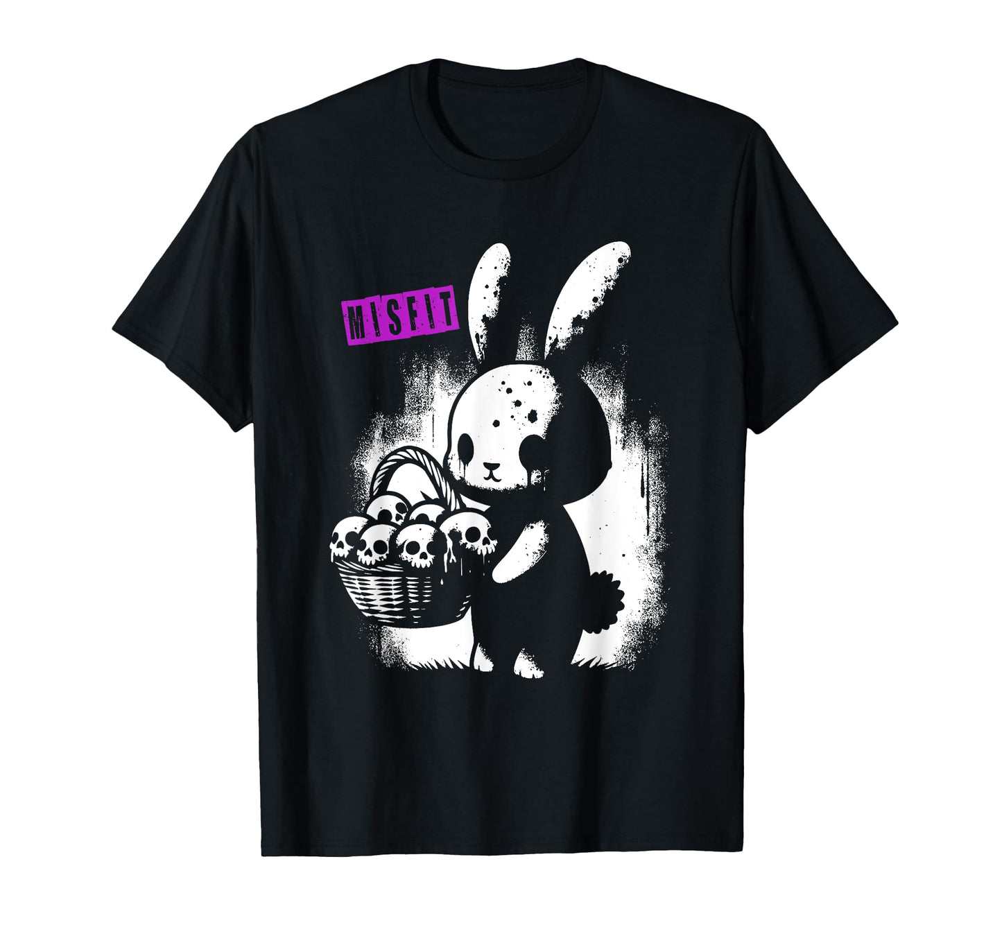 Zombie Bunny With Skull Basket - Cute Creepy Halloween Lover T-Shirt
