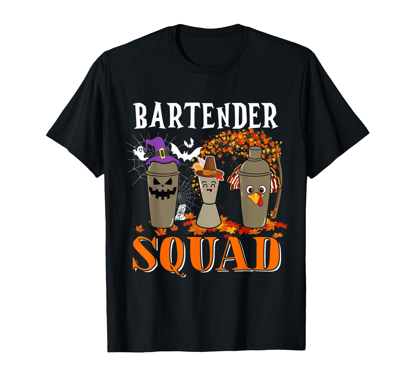 Bartender Squad Thanksgiving Halloween Fall Fall Tre Boo Ghosts T-Shirt