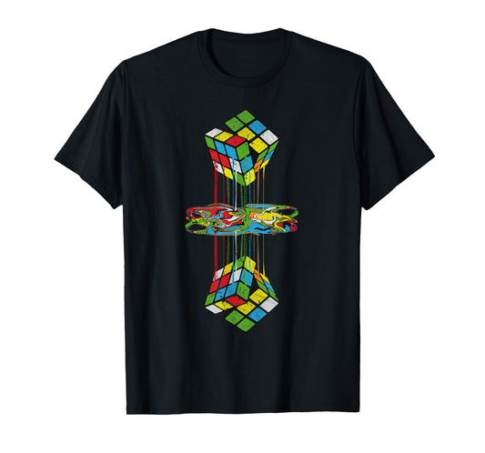Vintage Melting Cube Refection Graphic Math Speedcubing T-Shirt