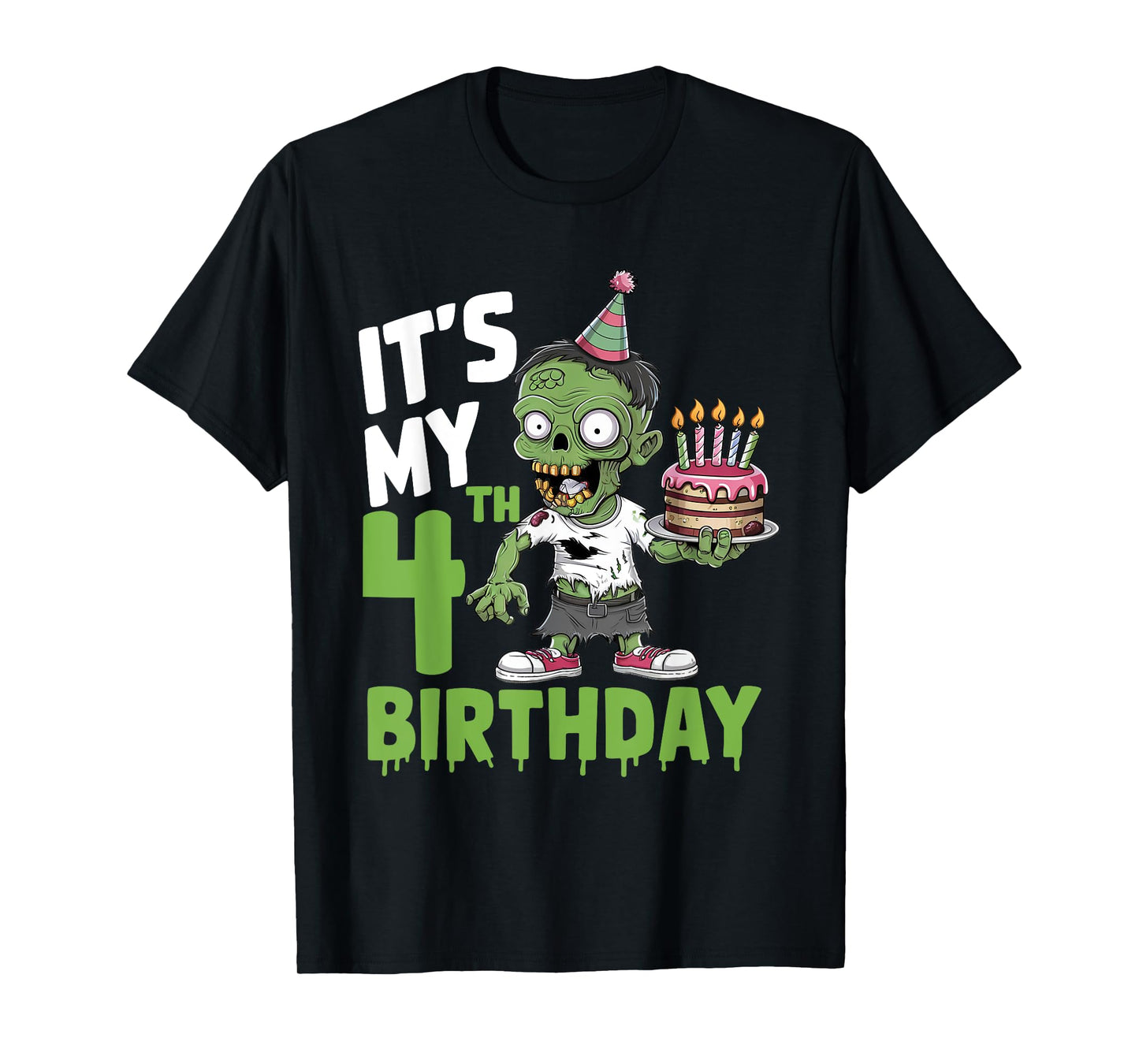 4th Birthday 4 Years Old Zombie Lover Halloween Boys Girls T-Shirt