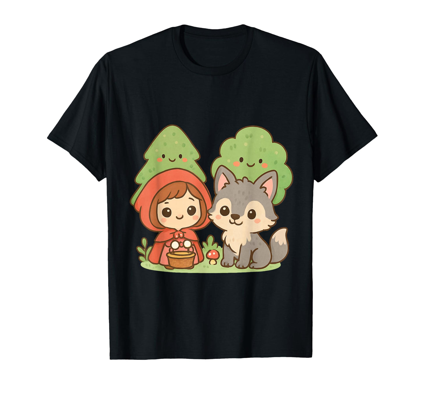 Cute Wolf and Forest Friends Little Red Riding Hood T-Shirt