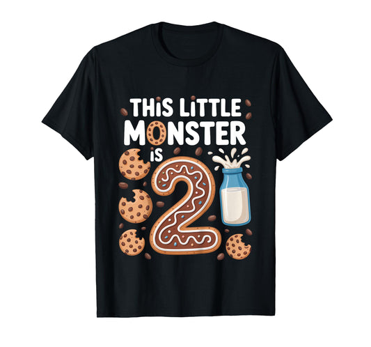 Kids This Cute Monster is 2 Cute Cookie 1st Birthday T-Shirt