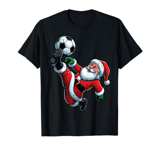 Christmas Soccer Bicycle Kick Xmas Football Boys Kids Men T-Shirt