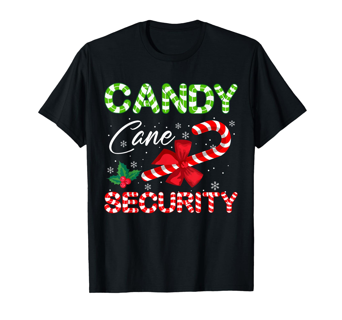 Candy Cane Security Funny Christmas Coquette Bow Candy Cane T-Shirt