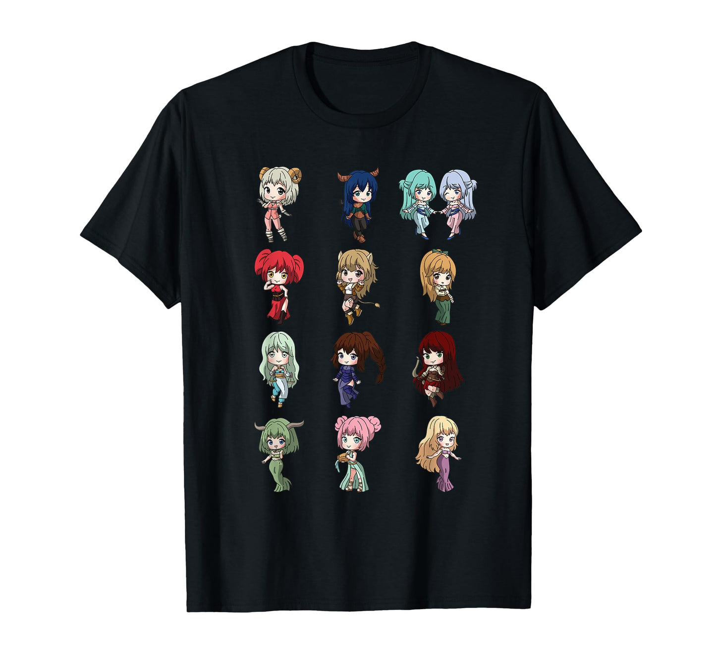 12 Horoscope Kawaii Anime Girl Zodiac Signs Astrology T-Shirt