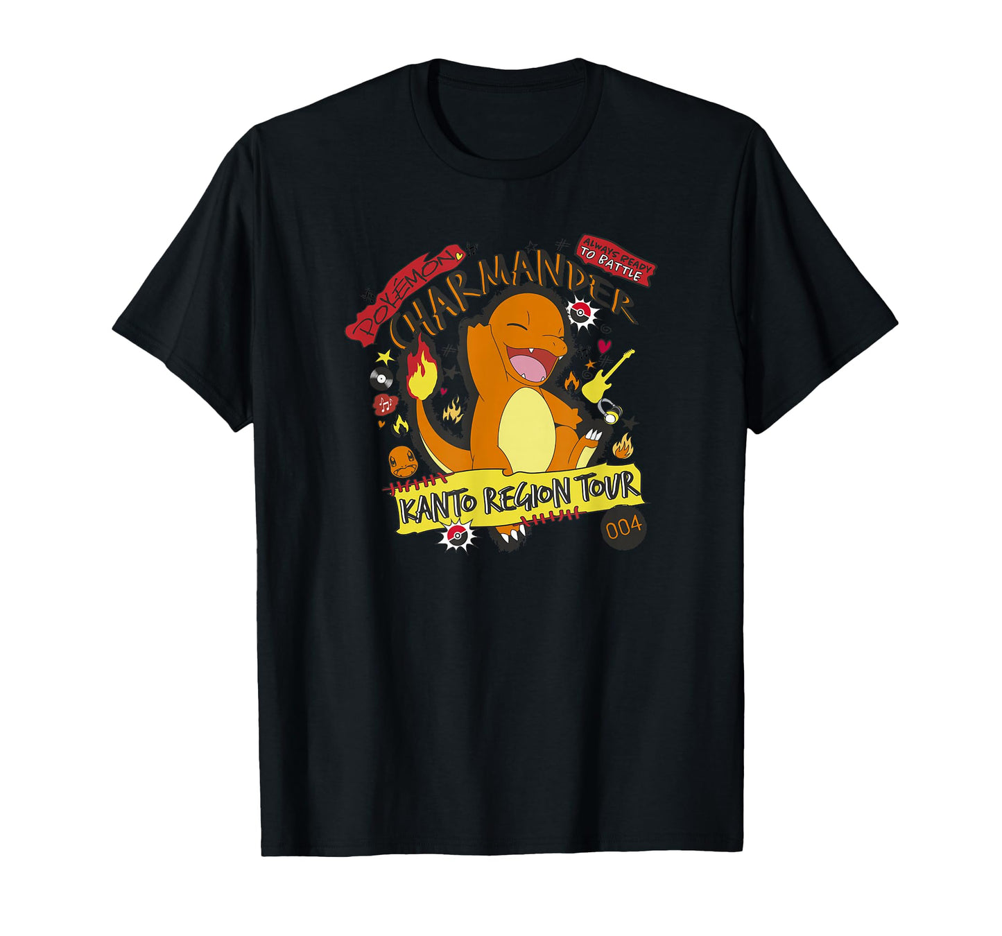 Pokémon Charmander 004 Kanto Region Tour Music Poster T-Shirt