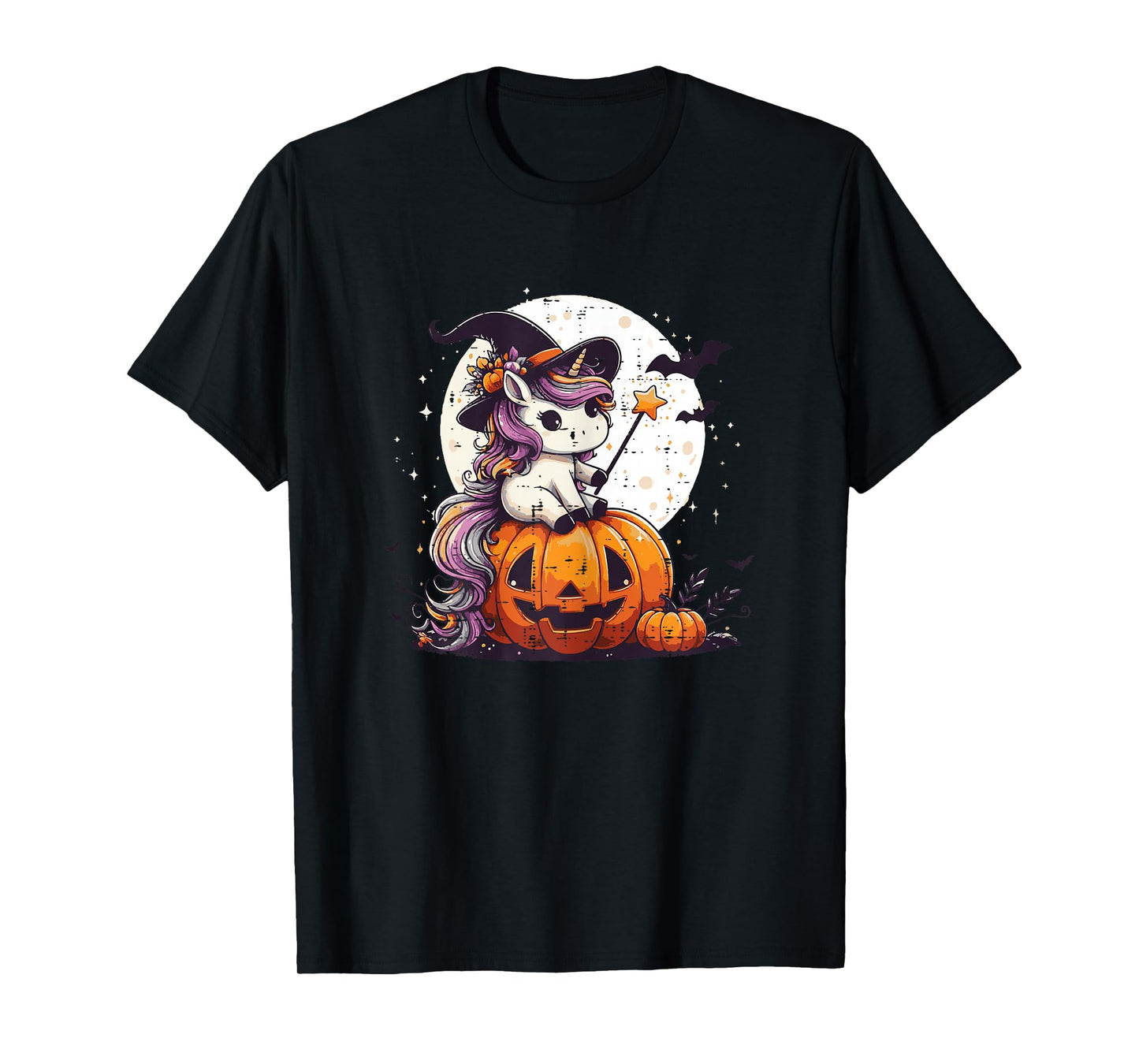 Halloween Unicorn Wand Pumpkin Costume Toddler Girls Kids T-Shirt
