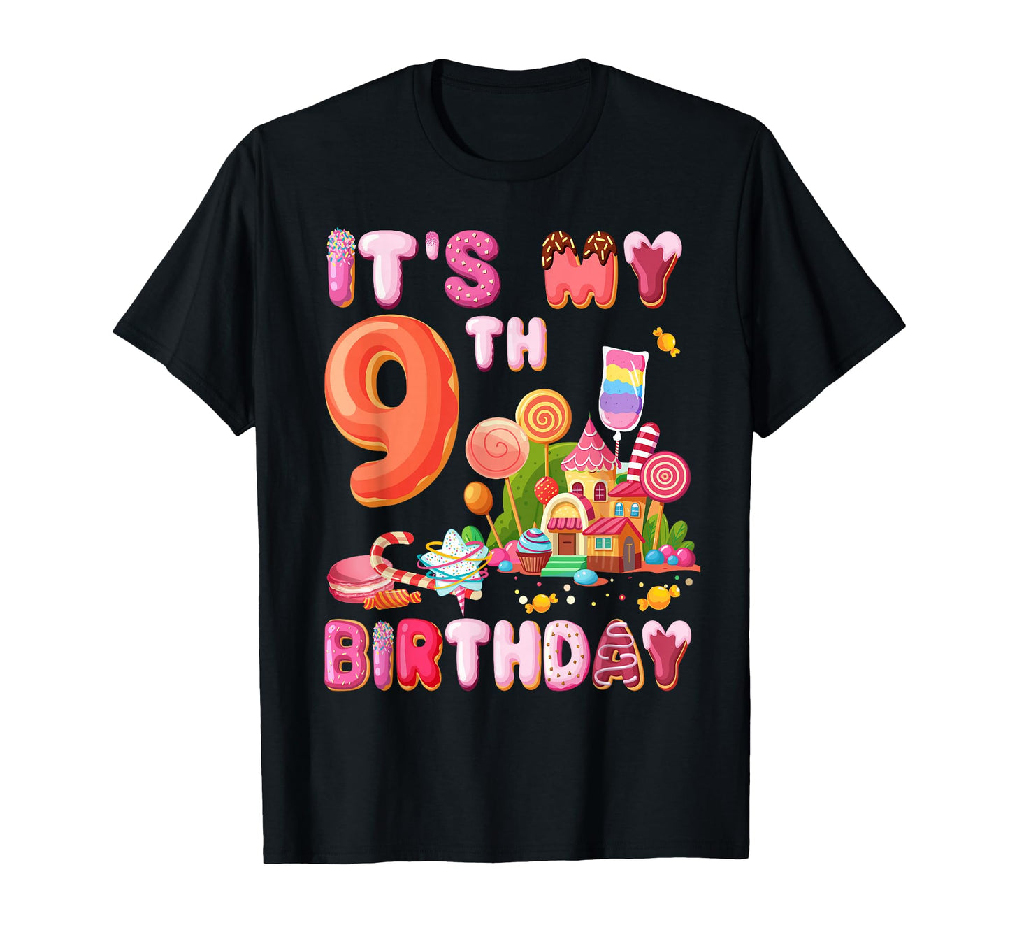 It’s My 9th Birthday Sweet Candy 9 Year Old Girl Party T-Shirt