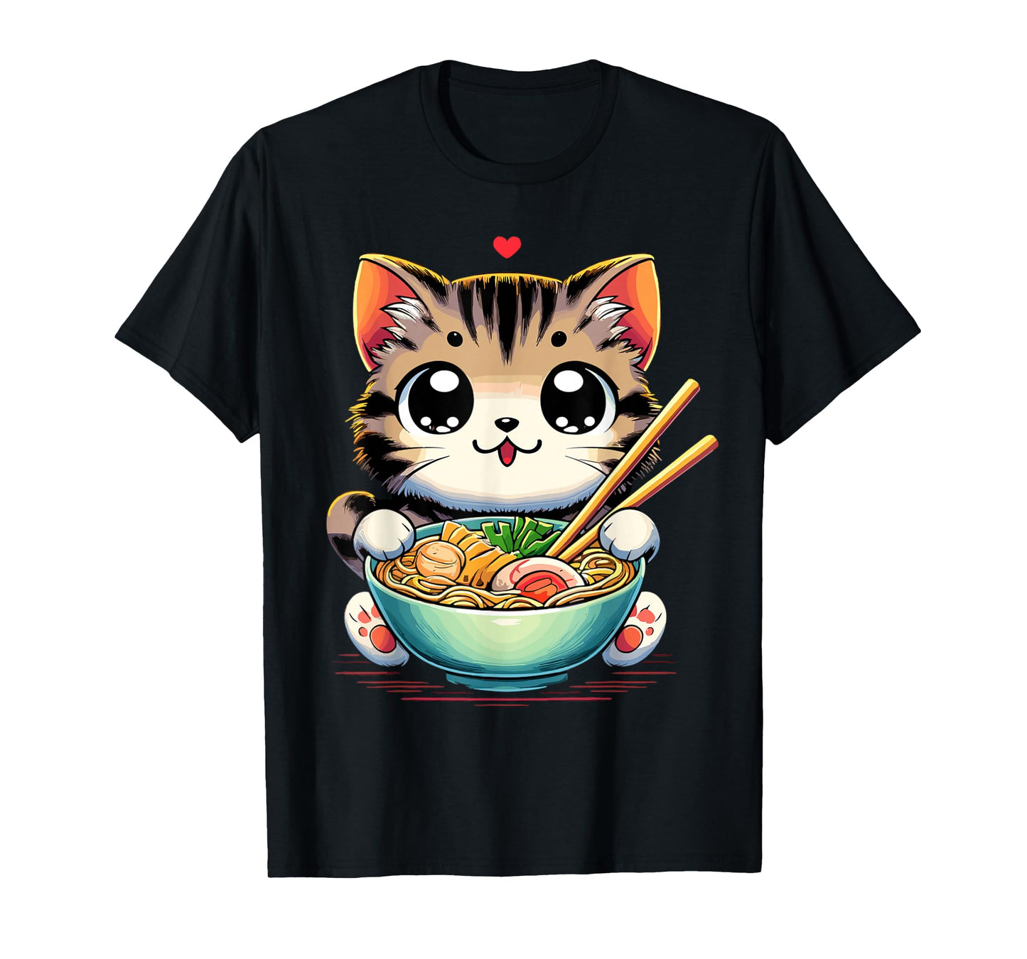 Cat Ramen Noodles Anime Kawaii Japanese Cat T-Shirt