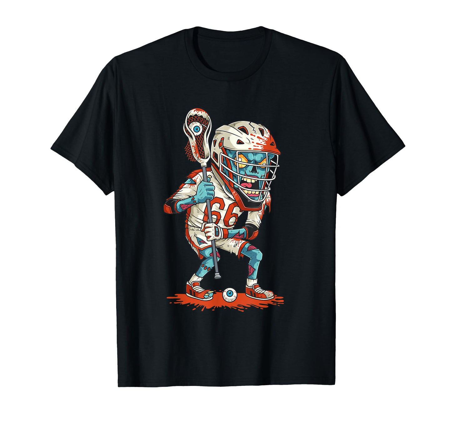Mens Funny Lacrosse Zombie Player Lax Lazy Halloween Costume Gift T-Shirt